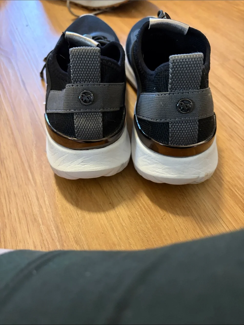 Black Knit Womens Athletic Sneakers with White Sole